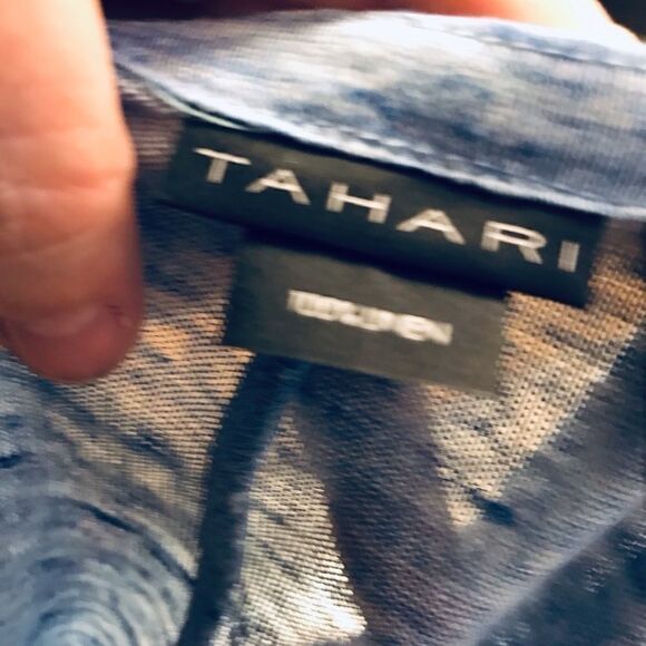 Tahari Blue Linen Duster Cardigan Sweater Petite Small - Picture 9 of 14
